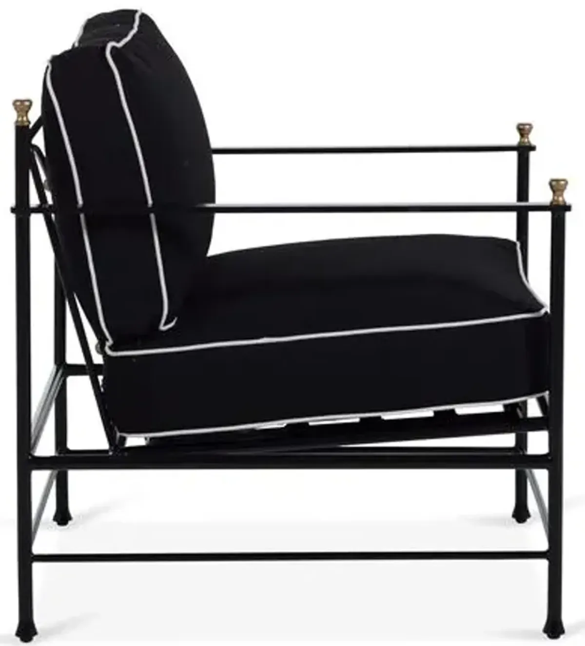 Frances Outdoor Lounge Chair - Black/White Welt