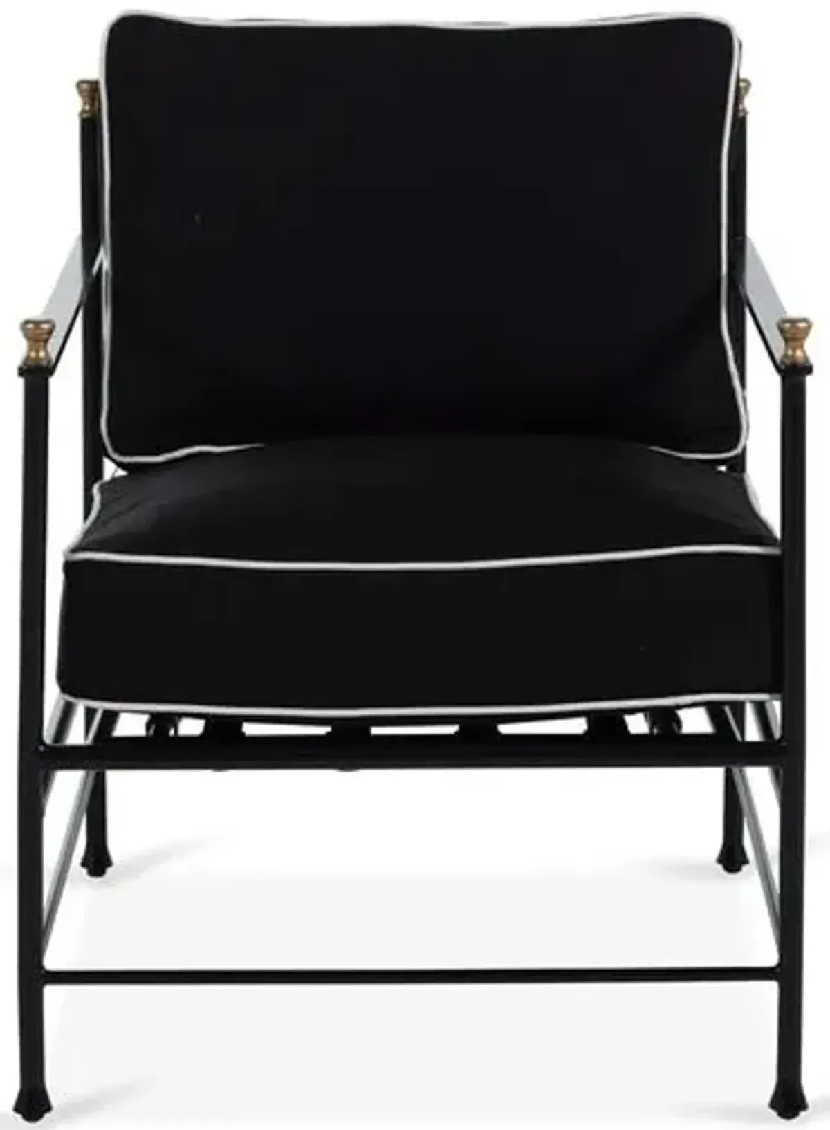 Frances Outdoor Lounge Chair - Black/White Welt