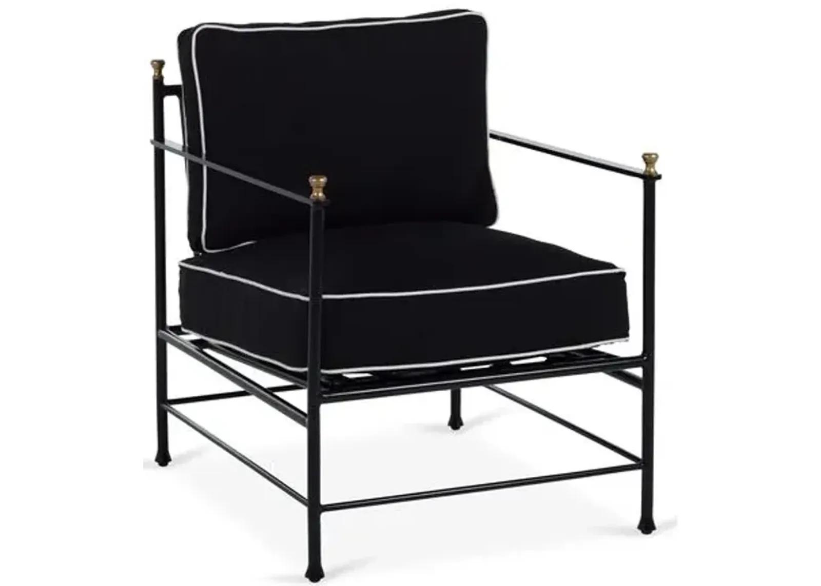 Frances Outdoor Lounge Chair - Black/White Welt