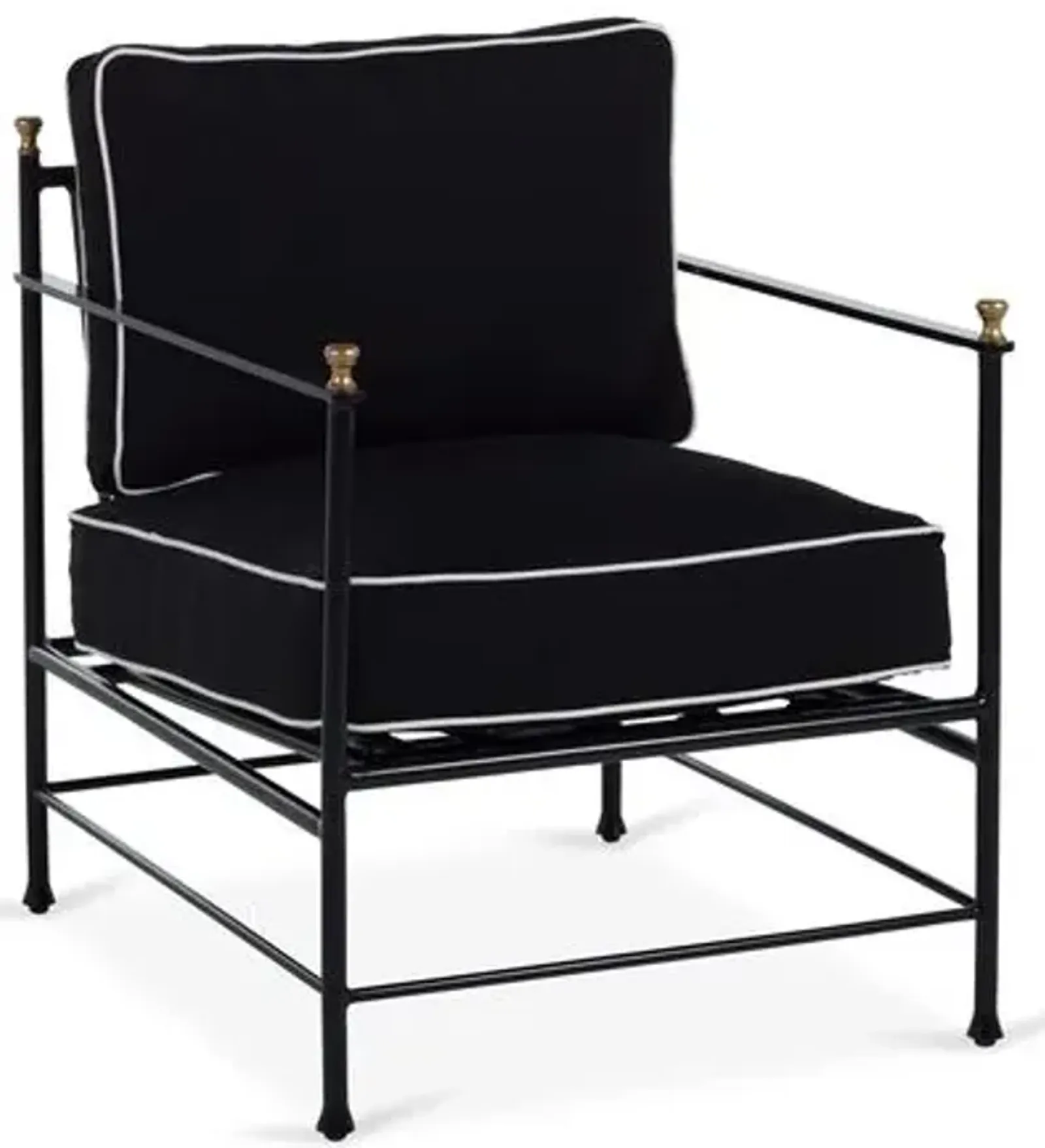 Frances Outdoor Lounge Chair - Black/White Welt