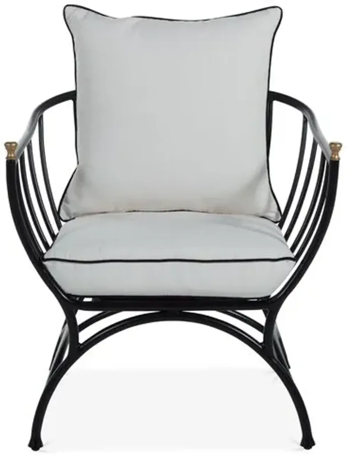 Frances Accent Chair - White/Black Welt, Comfortable, Durable, Cushioned, Easy To Clean