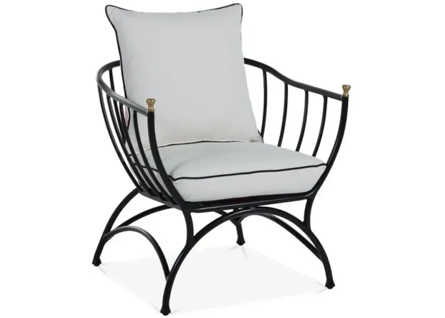 Frances Accent Chair - White/Black Welt, Comfortable, Durable, Cushioned, Easy To Clean