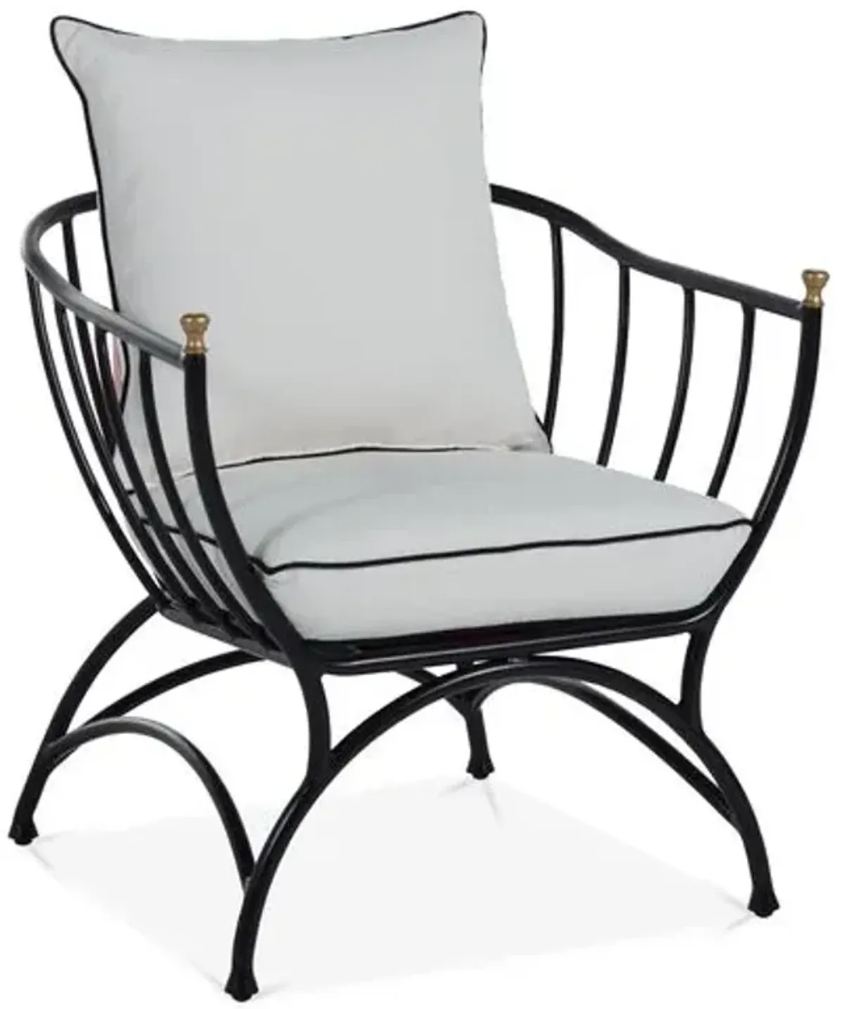 Frances Accent Chair - White/Black Welt, Comfortable, Durable, Cushioned, Easy To Clean