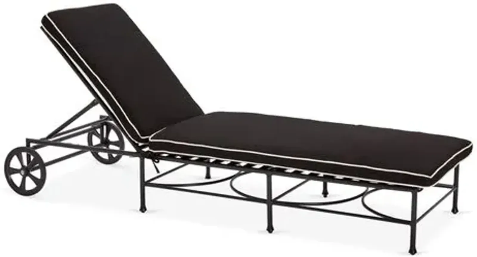 Frances Outdoor Chaise - Black/White Welt - Comfortable, Sturdy, Stylish, Weatherproof, Weatherproof