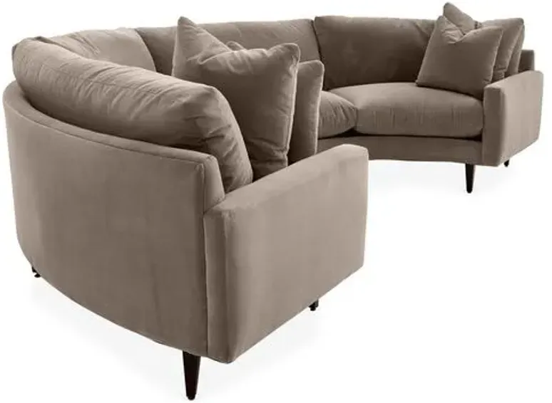 Onslow Velvet Curved Sectional - Brown