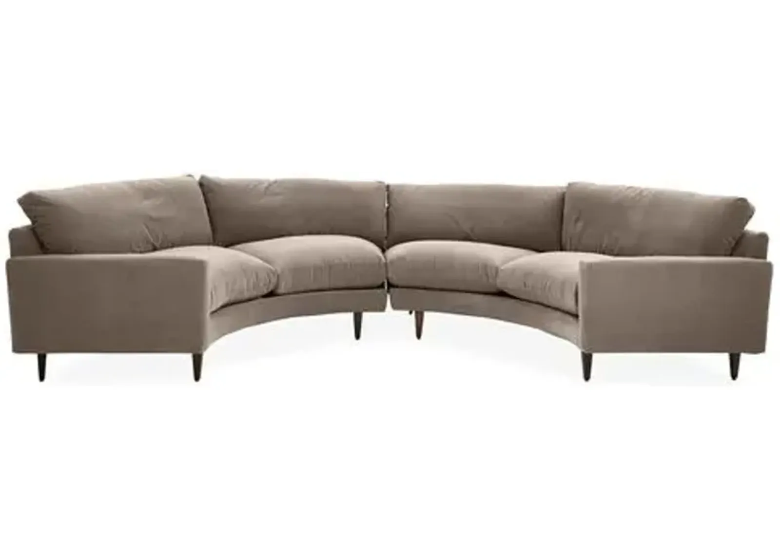 Onslow Velvet Curved Sectional - Brown