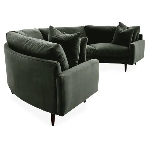 Onslow Velvet Curved Sectional - Green