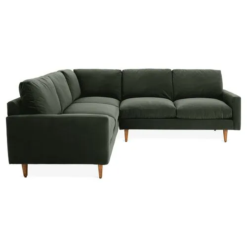 Onslow Velvet Sectional - Green