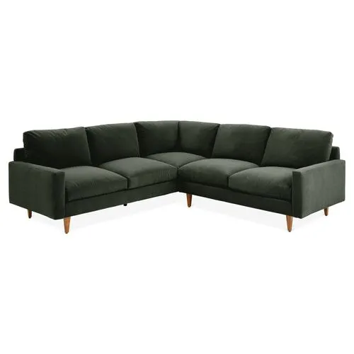 Onslow Velvet Sectional - Green