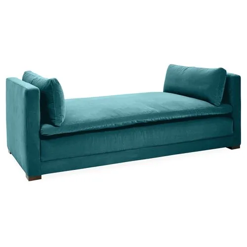Elmore Velvet Daybed - Handcrafted - Blue - Comfortable, Sturdy