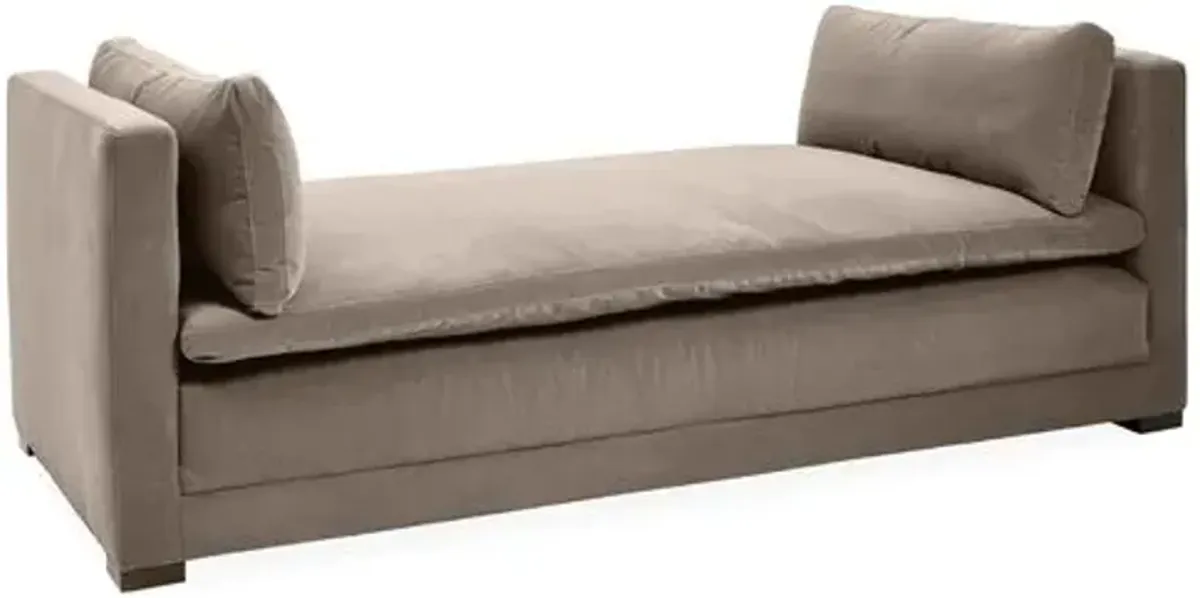 Elmore Velvet Daybed - Handcrafted - Brown - Comfortable, Sturdy