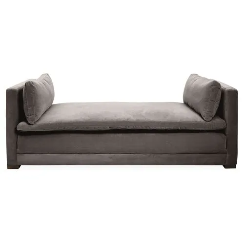 Elmore Velvet Daybed - Handcrafted - Gray - Comfortable, Sturdy