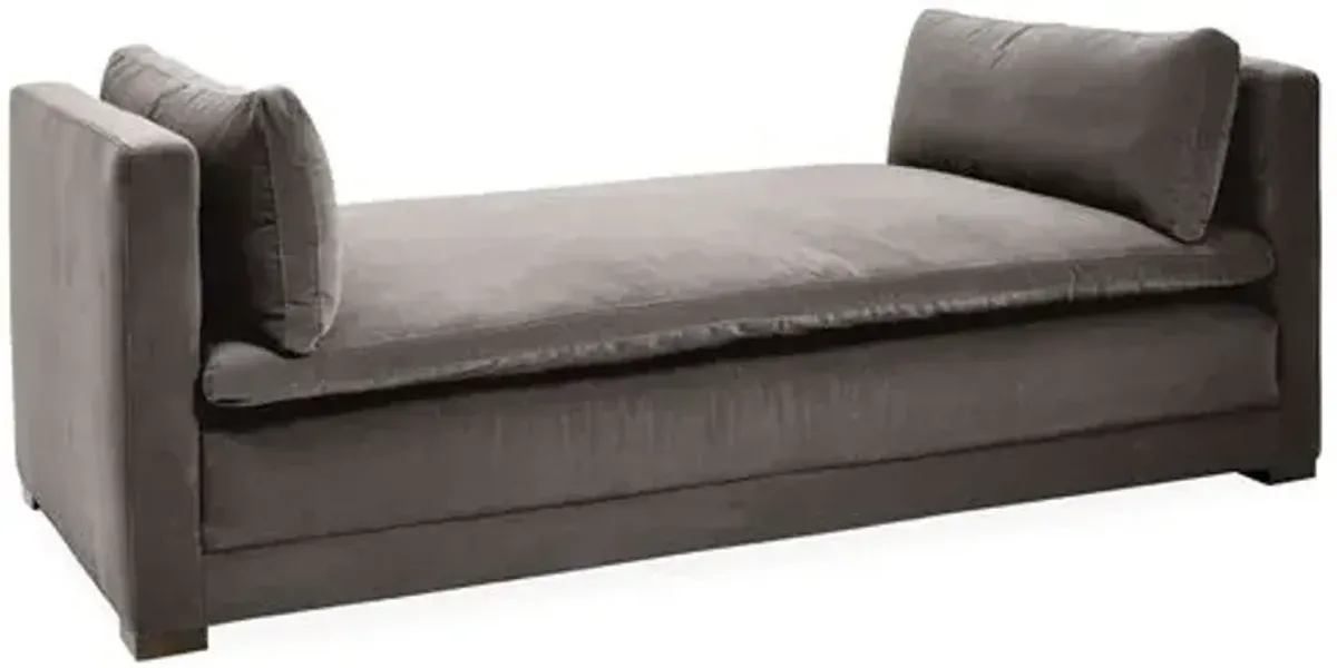 Elmore Velvet Daybed - Handcrafted - Gray - Comfortable, Sturdy