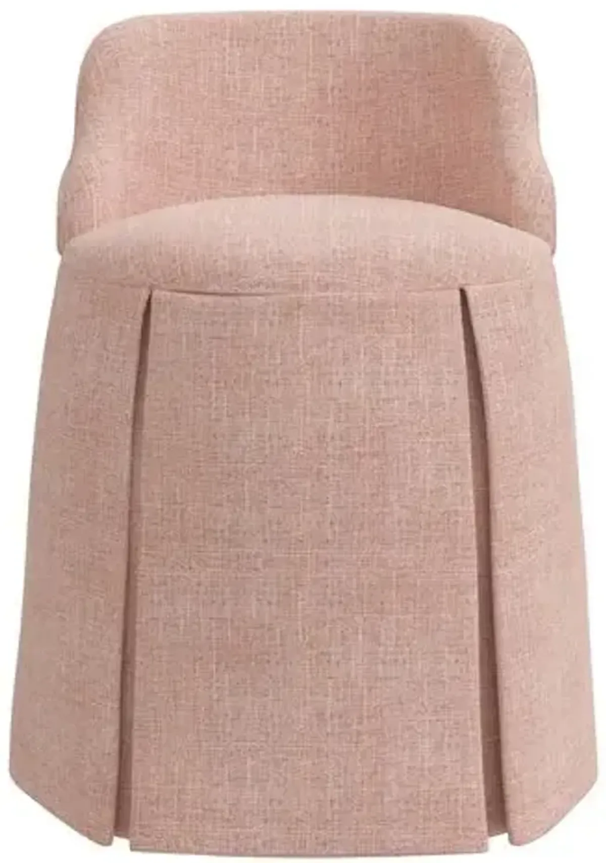 Addie Vanity Stool - Linen - Handcrafed in The USA - Pink, Sturdy, Contoured Back - Versatile, Comfortable, Functional