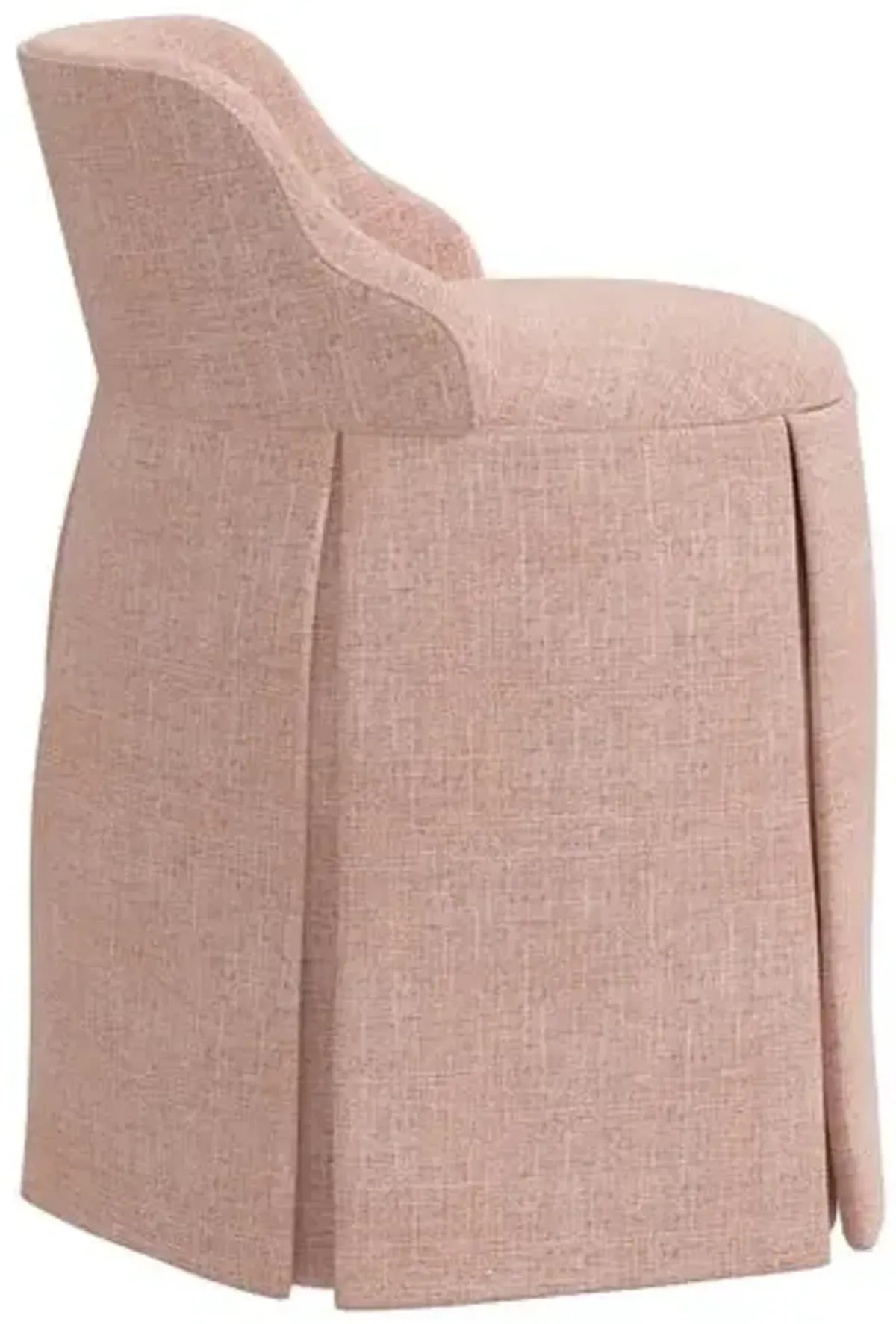 Addie Vanity Stool - Linen - Handcrafed in The USA - Pink, Sturdy, Contoured Back - Versatile, Comfortable, Functional