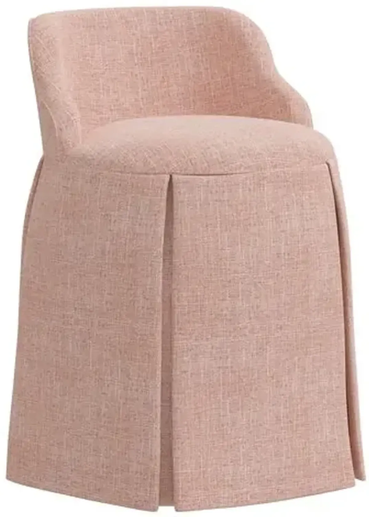 Addie Vanity Stool - Linen - Handcrafed in The USA - Pink, Sturdy, Contoured Back - Versatile, Comfortable, Functional