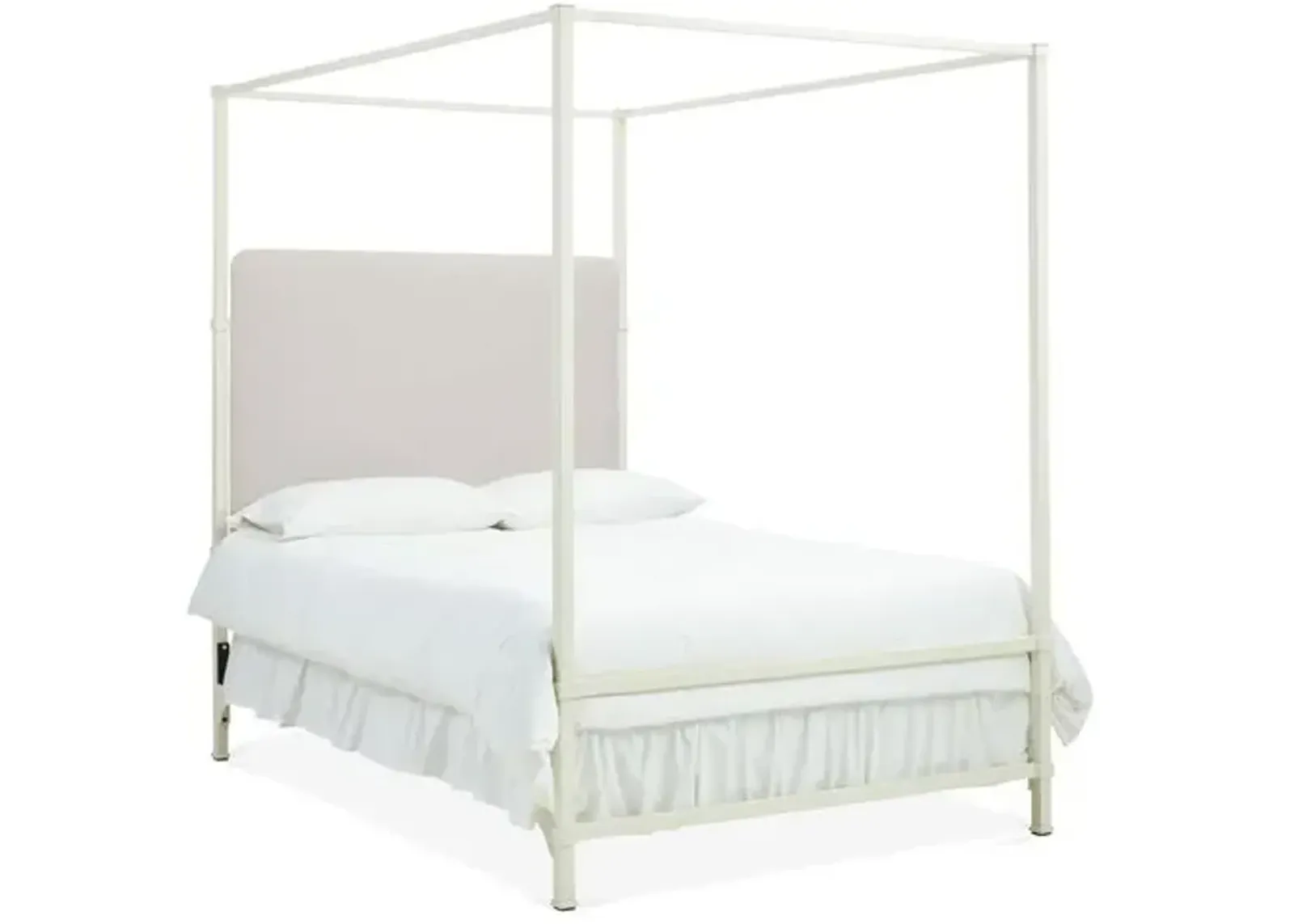 Amalfi Canopy Bed - Ivory, Upholstered Headboard