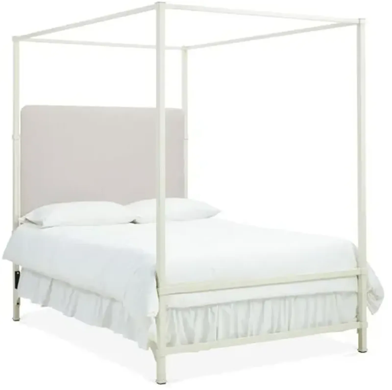 Amalfi Canopy Bed - Ivory, Upholstered Headboard