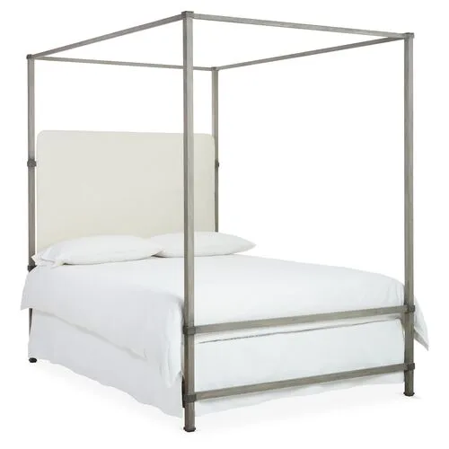 Amalfi Canopy Bed - Ivory, Upholstered Headboard