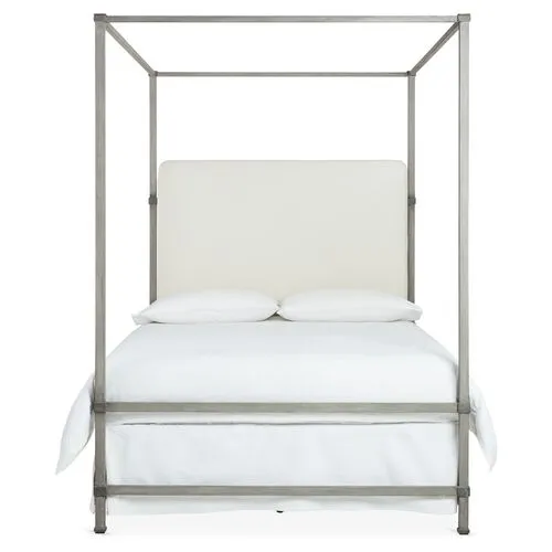 Amalfi Canopy Bed - Ivory, Upholstered Headboard