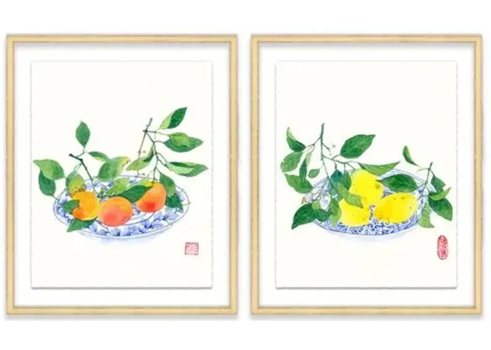 Gabby Malpas - Clementines & Lemons Diptych - Orange