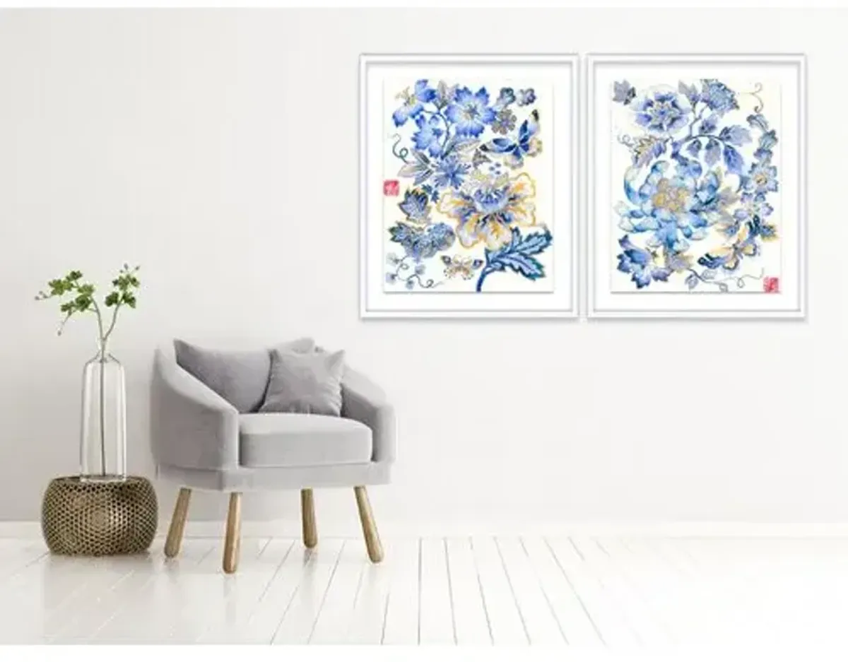 Gabby Malpas - Fantasy Floral Diptych - Blue