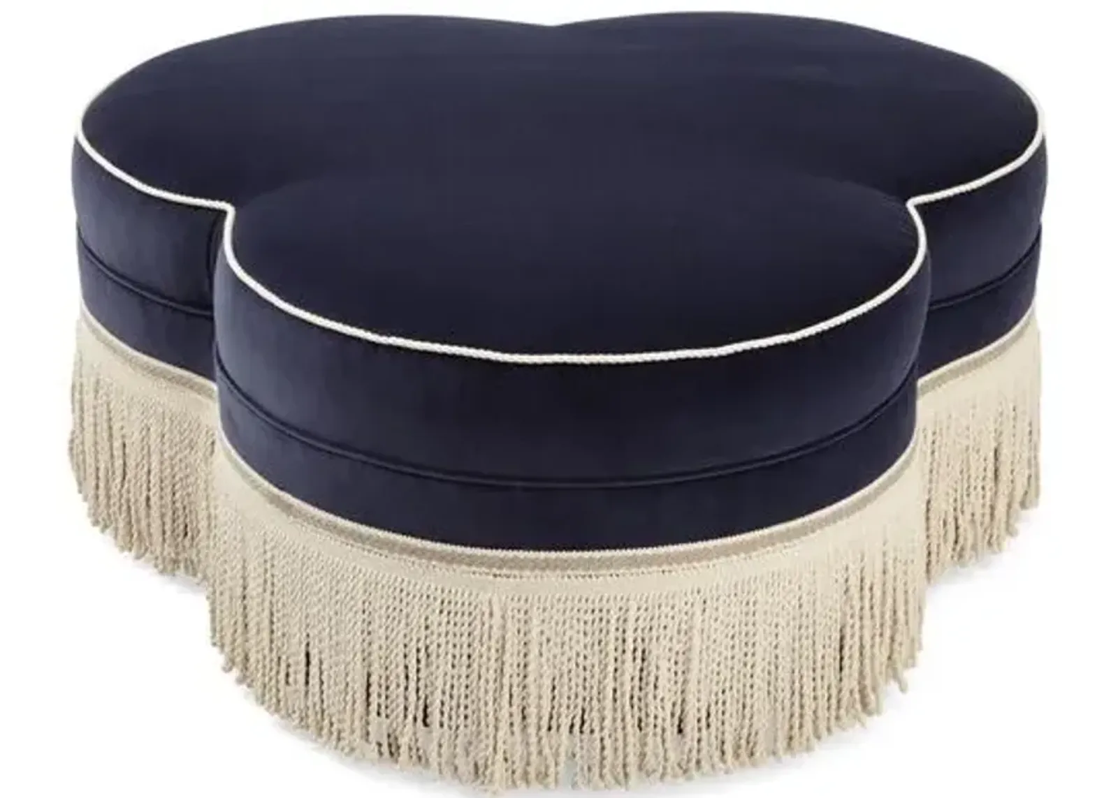 Portsmouth Ottoman - Navy Velvet - Blue