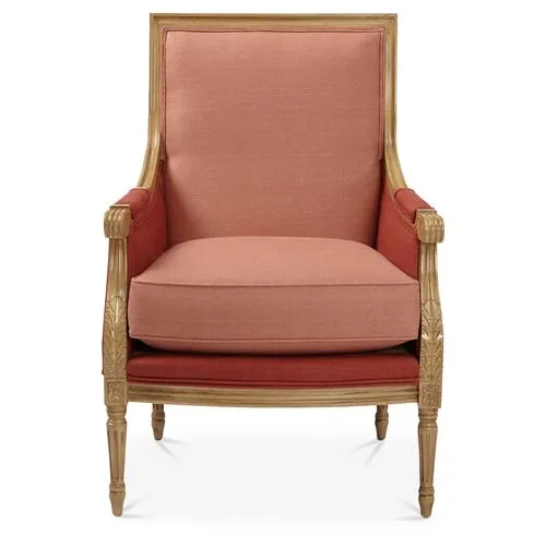 James Accent Chair - Rose/Copper Linen - Red, Comfortable, Durable