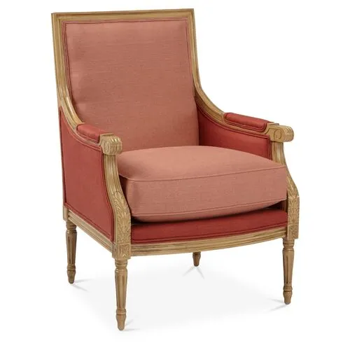 James Accent Chair - Rose/Copper Linen - Red, Comfortable, Durable
