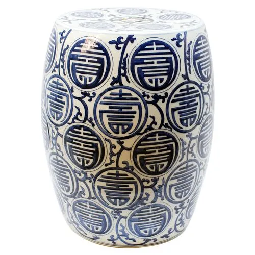 Sucre Garden Stool - Blue/White