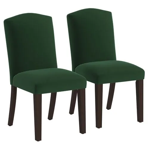 Set of 2 Marie Velvet Side Chairs - Handcrafted - Green