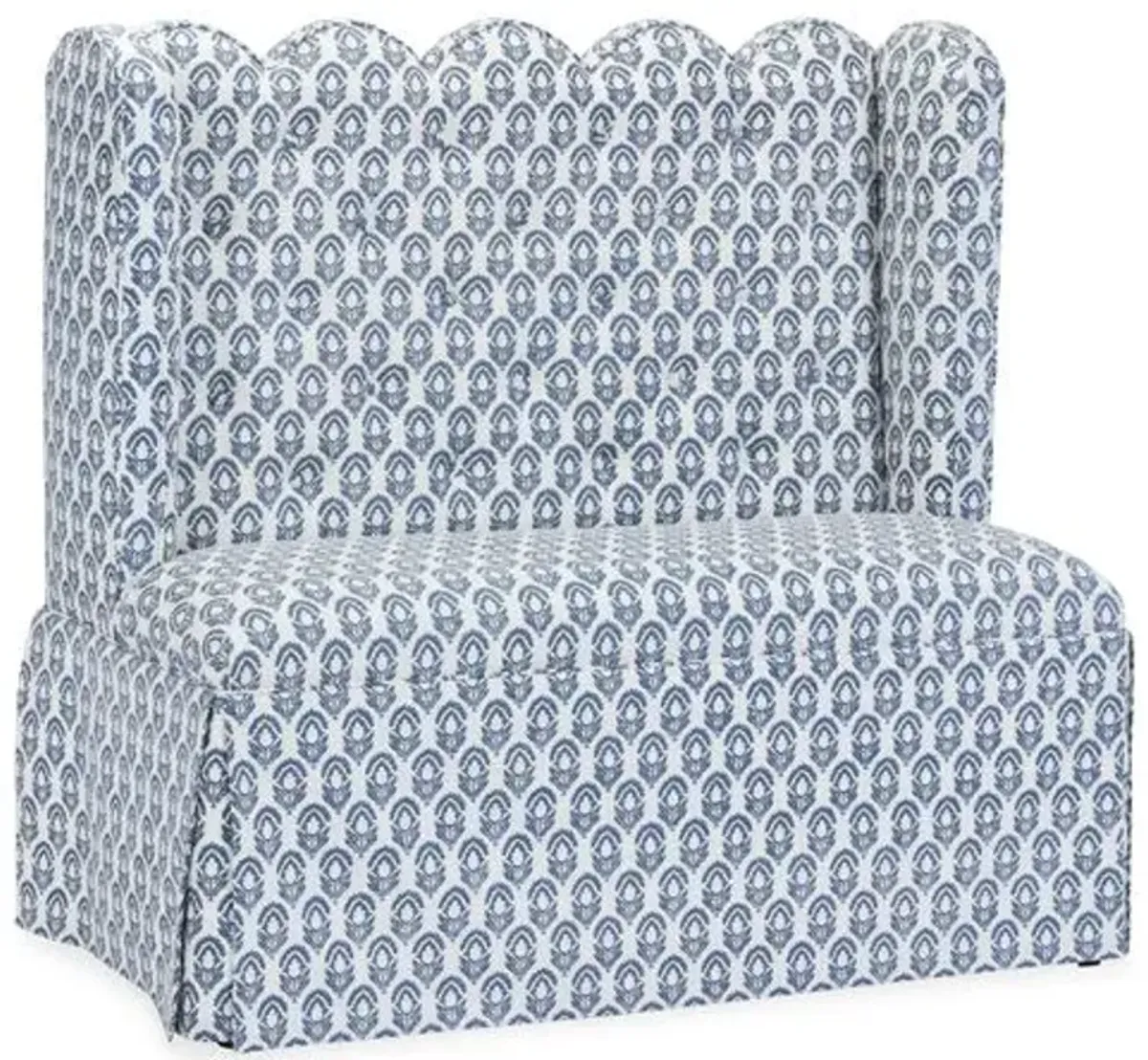 Regina Scallop Banquette - Handcrafted - Blue