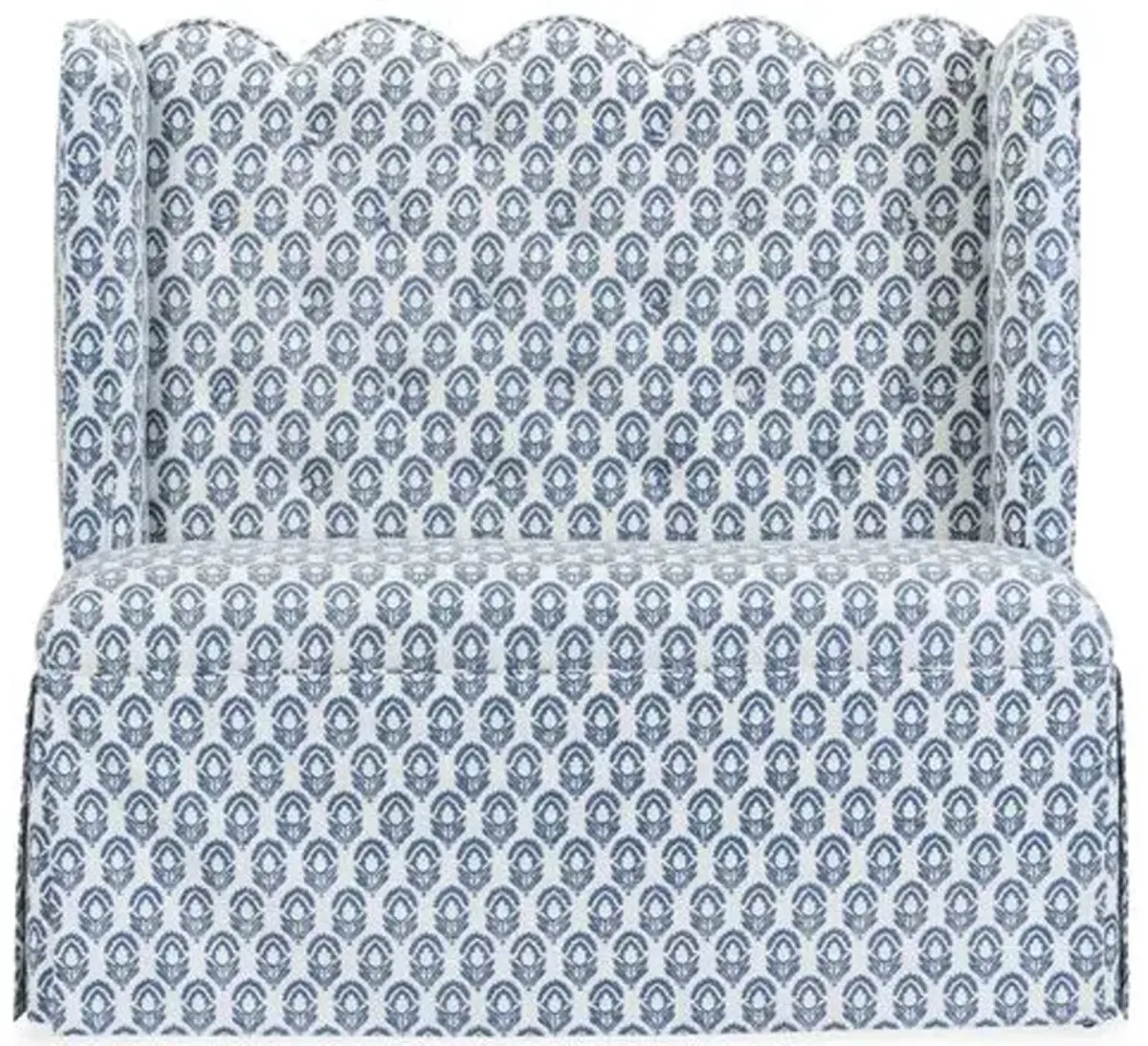 Regina Scallop Banquette - Handcrafted - Blue