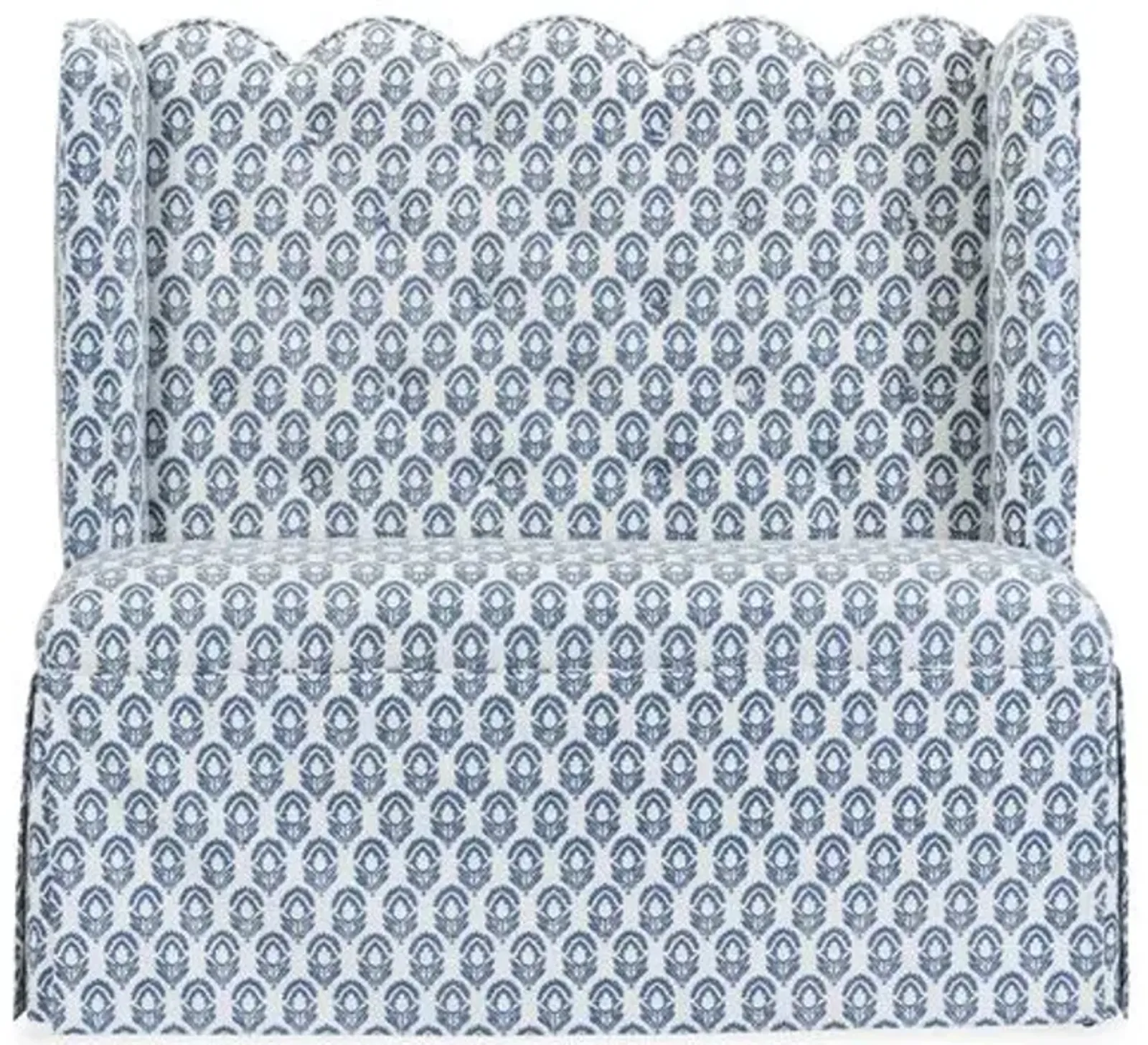 Regina Scallop Banquette - Handcrafted - Blue