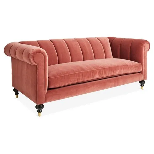 Maisie Channeled Sofa - Rust Velvet - Kim Salmela - Handcrafted