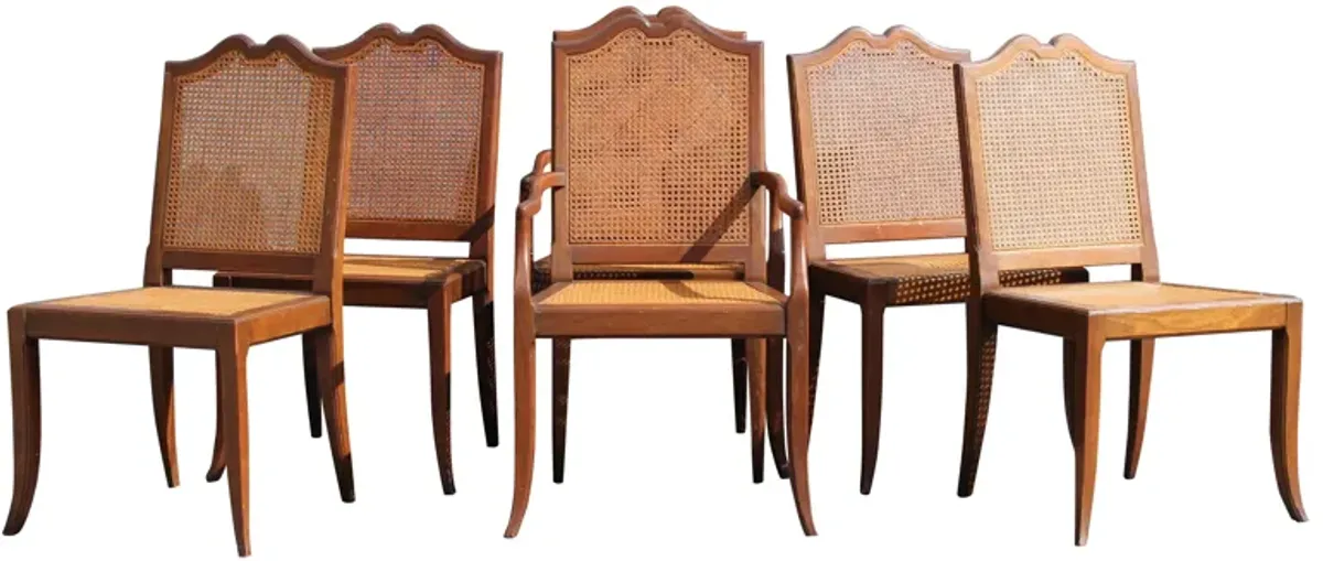 Midcentury Carved Dining Chairs - Set of 6 - Something Vintage - Brown