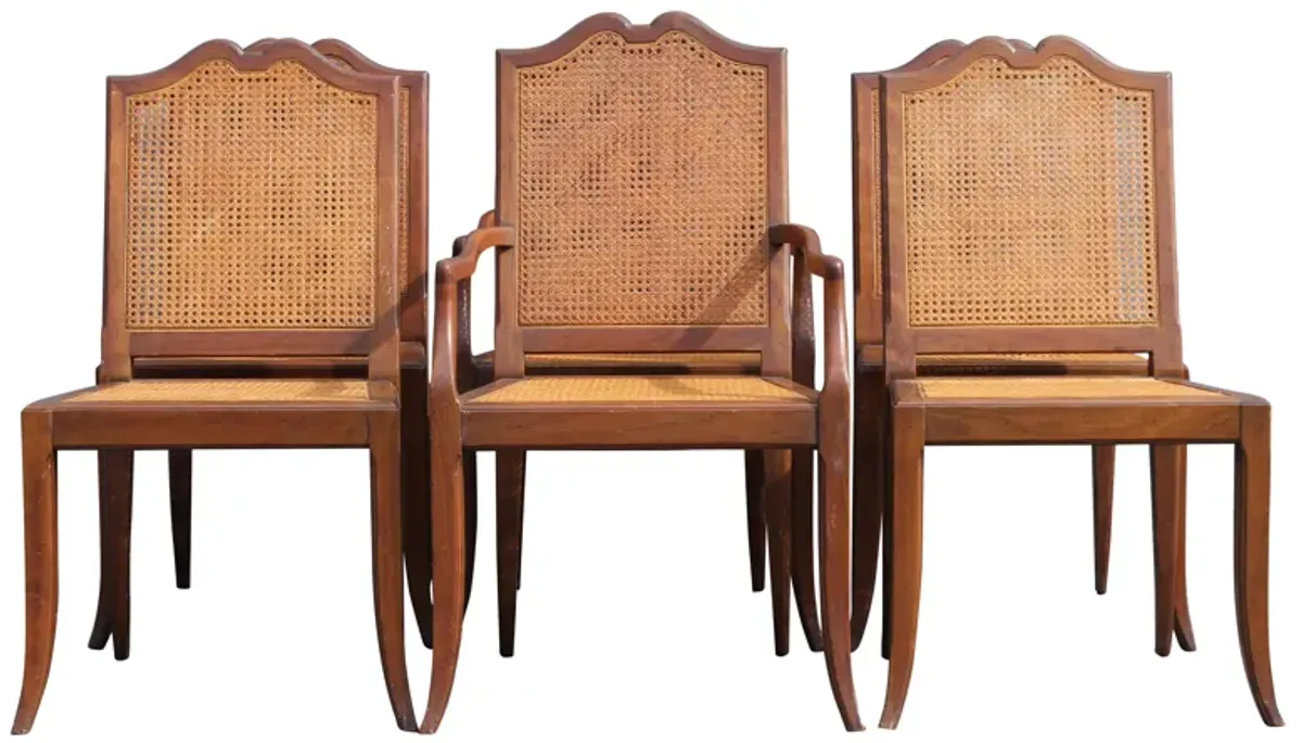 Midcentury Carved Dining Chairs - Set of 6 - Something Vintage - Brown