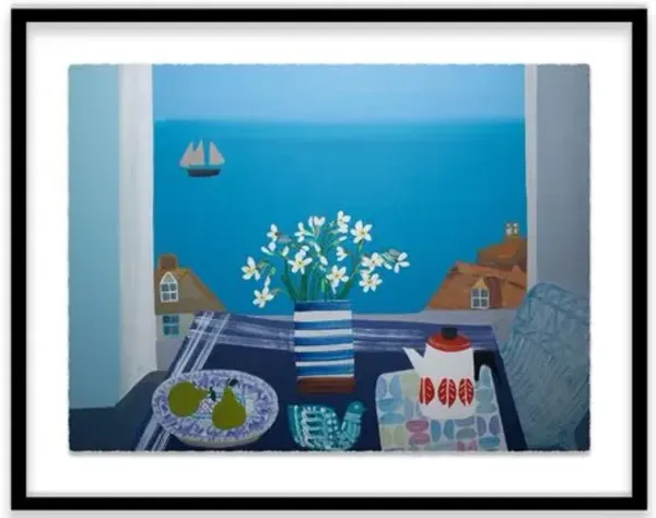 Emma Williams - Scilly Whites in Fish Pye Vase Painting - Blue