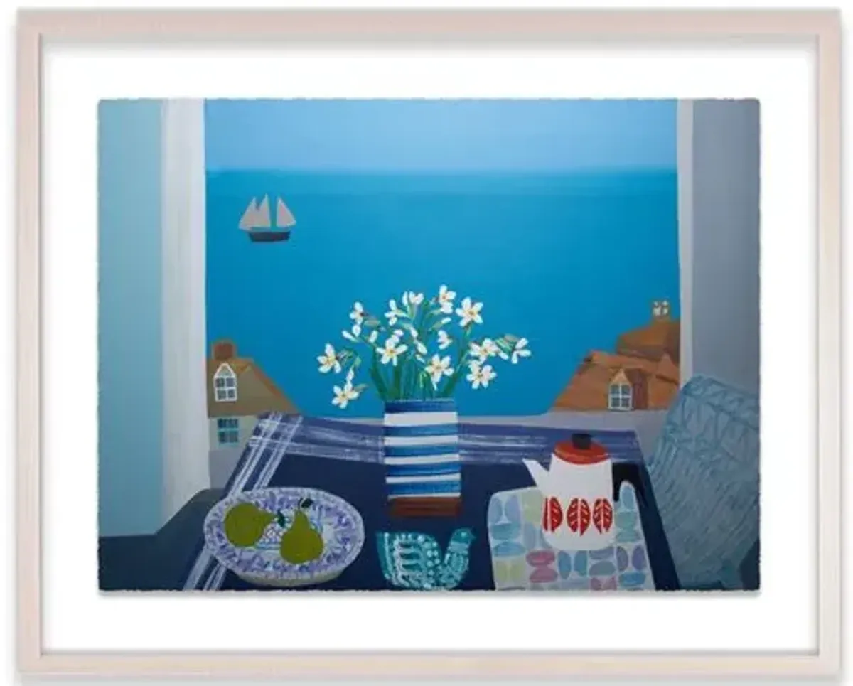 Emma Williams - Scilly Whites in Fish Pye Vase Painting - Blue