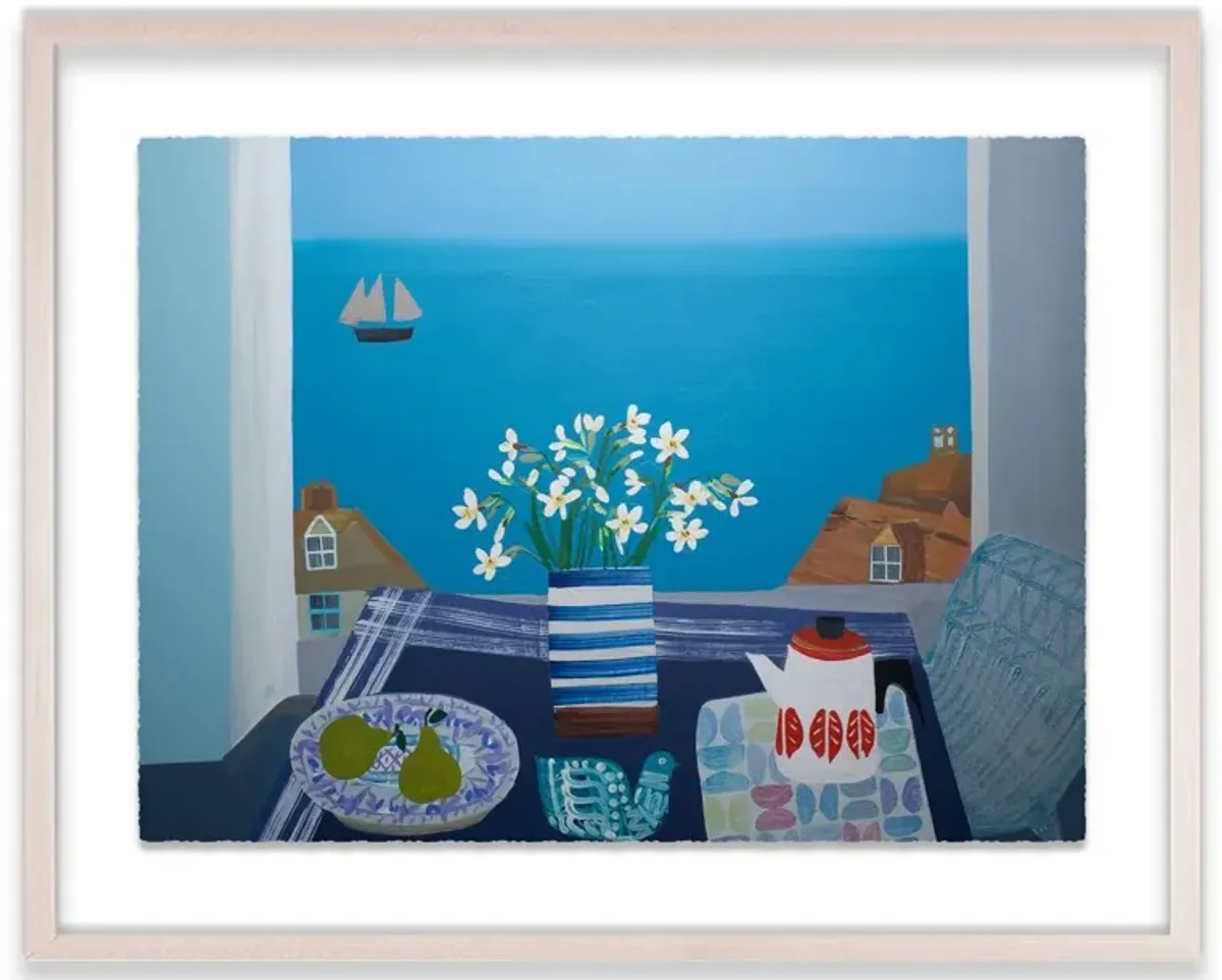 Emma Williams, Scilly Whites in Fish Pye Vase Painting