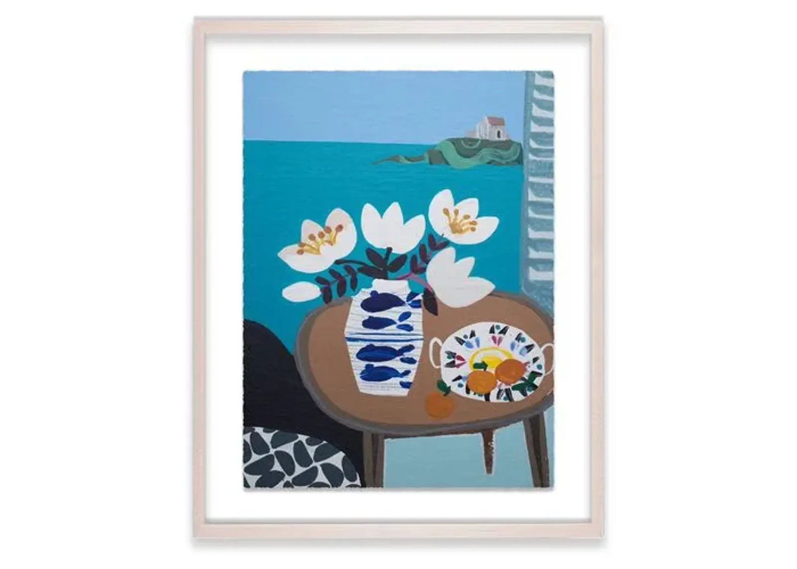 Emma Williams - White Tulips in Fish Vase - Blue