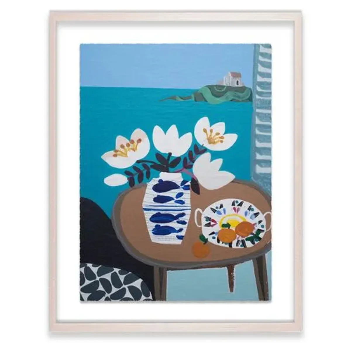 Emma Williams - White Tulips in Fish Vase - Blue