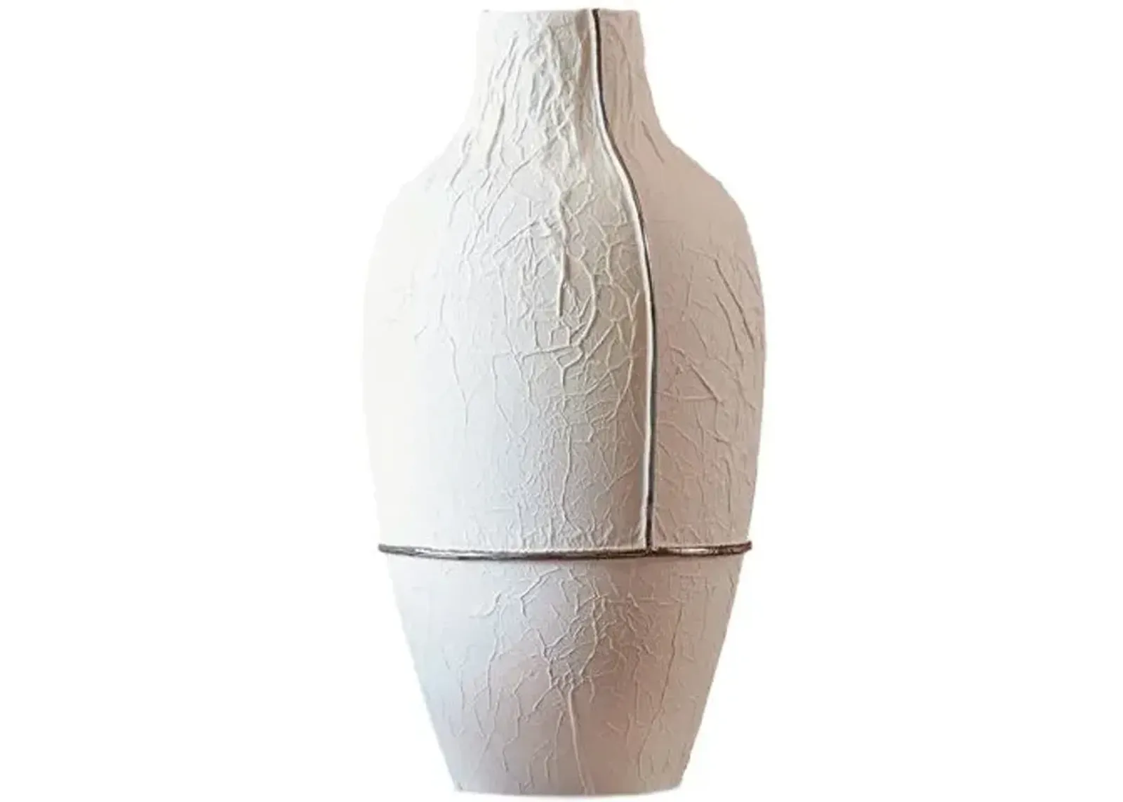 18" Parchment Vase - Matte White/Silver - Global Views