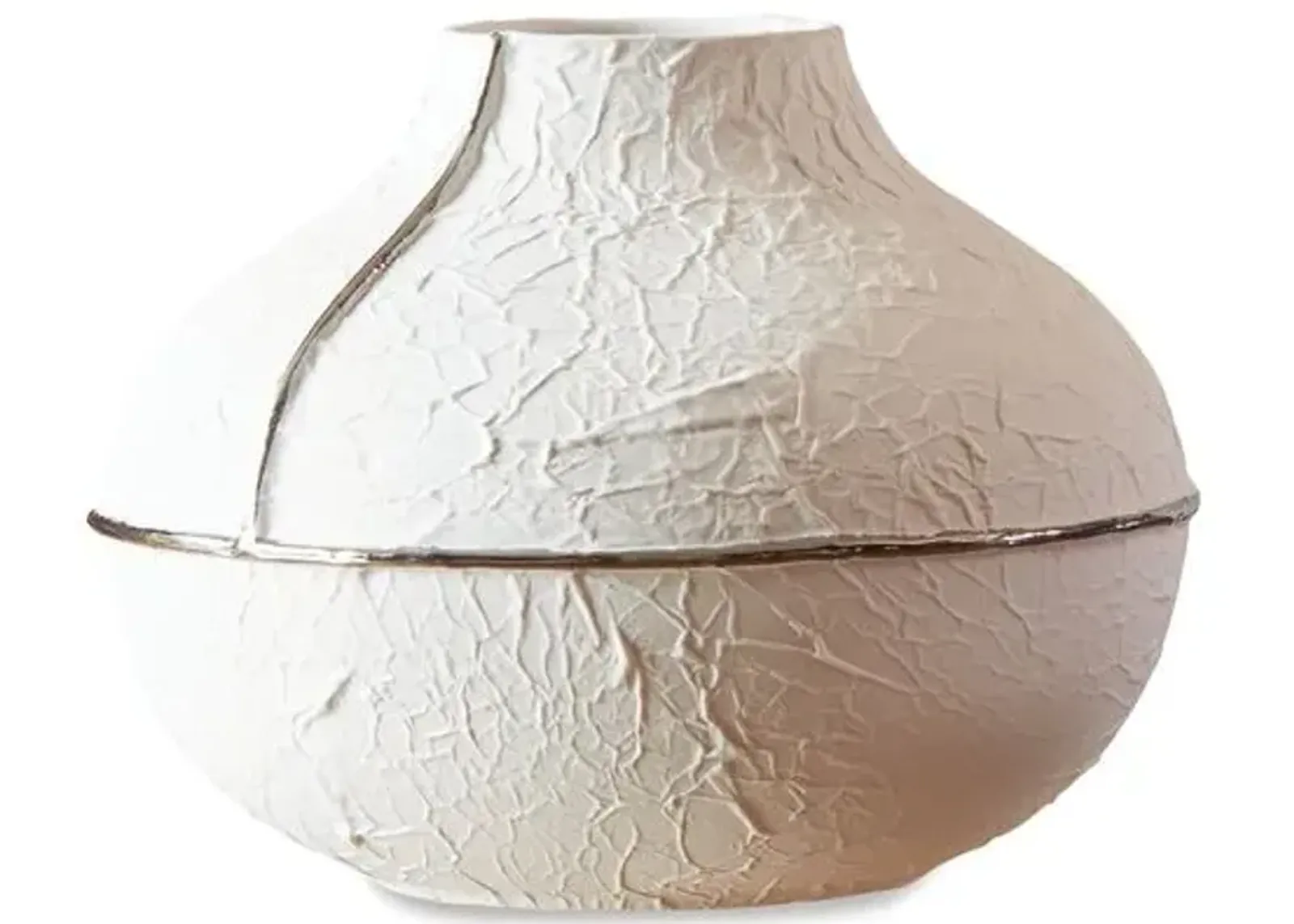 11" Parchment Wide Vase - Matte White/Silver - Global Views