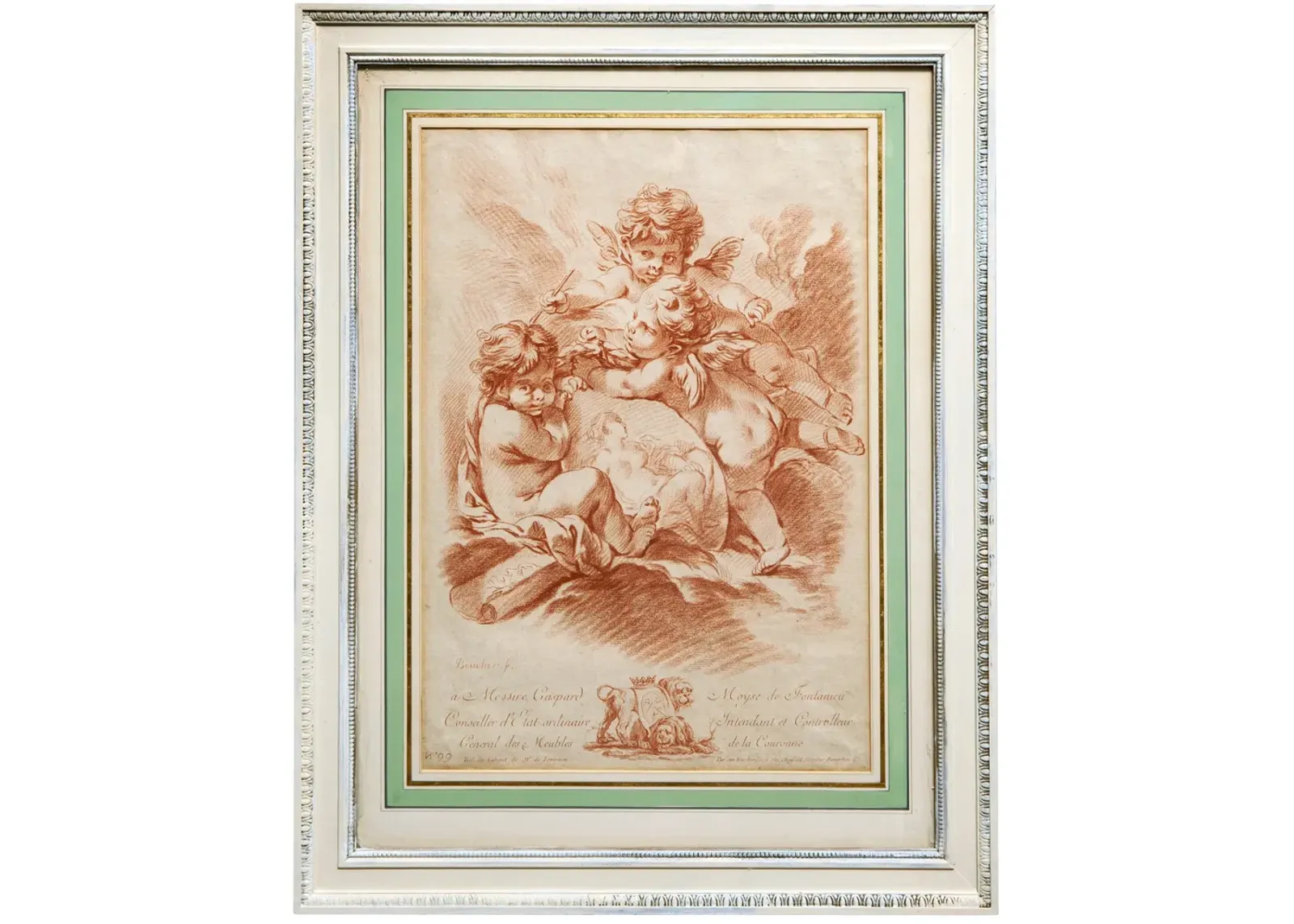 Framed Antique Angel Etching - Fleur de Lex Antiques - Orange