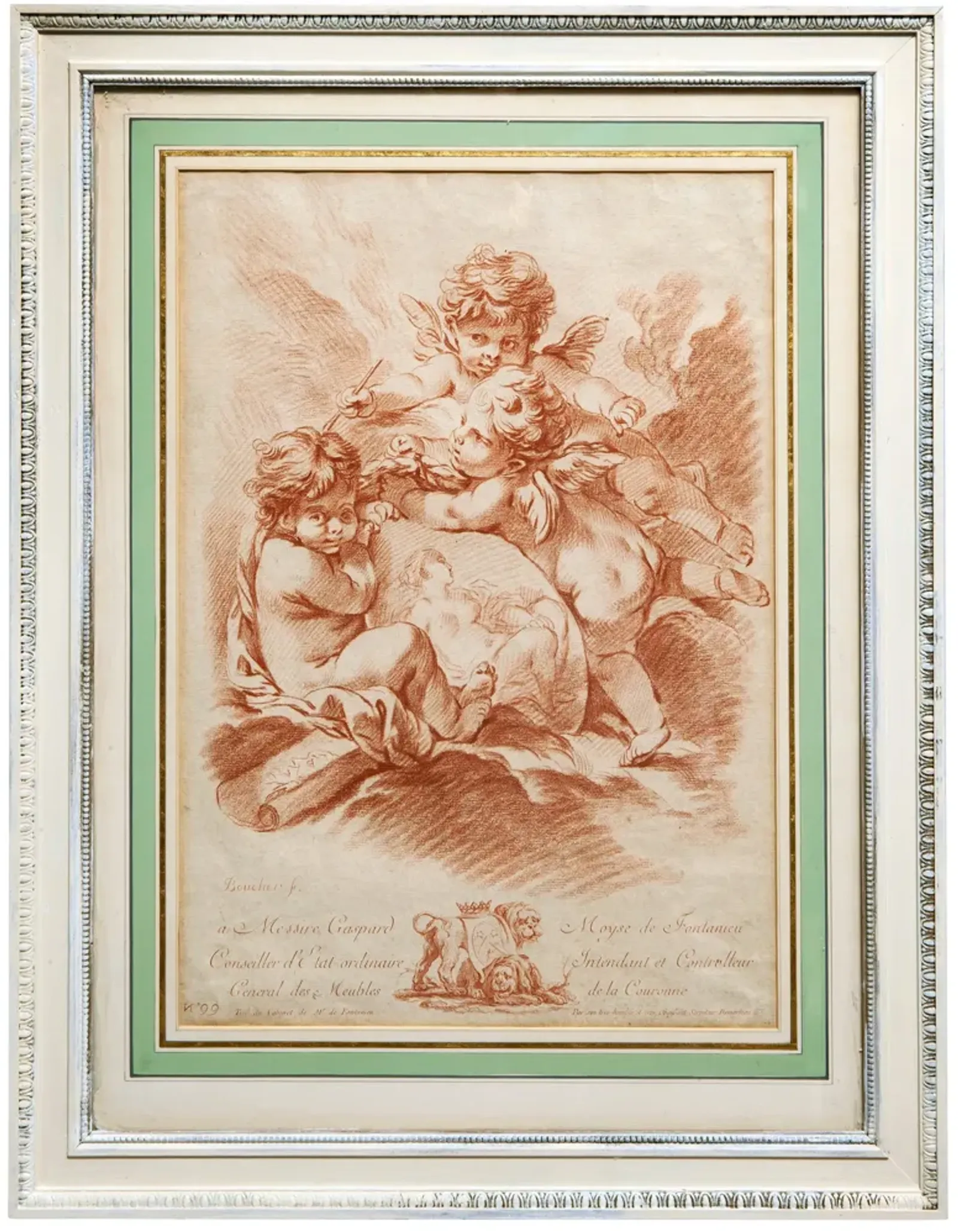 Framed Antique Angel Etching - Fleur de Lex Antiques - Orange