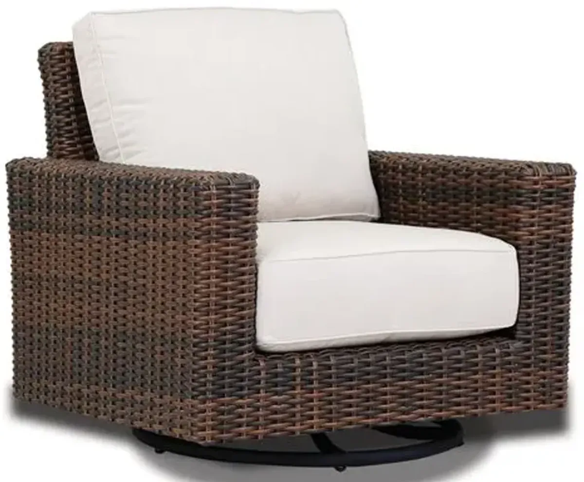 Montana Outdoor Swivel Club Chair - Brown/Canvas