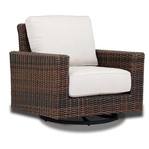 Montana Outdoor Swivel Club Chair - Brown/Canvas