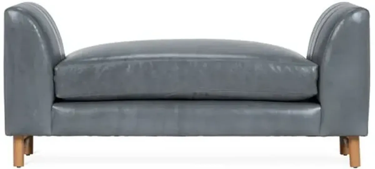 Alden Leather Bench - Gray