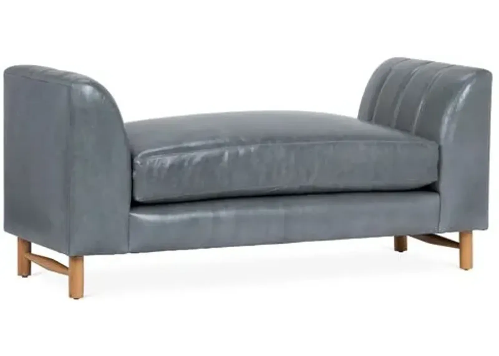 Alden Leather Bench - Gray